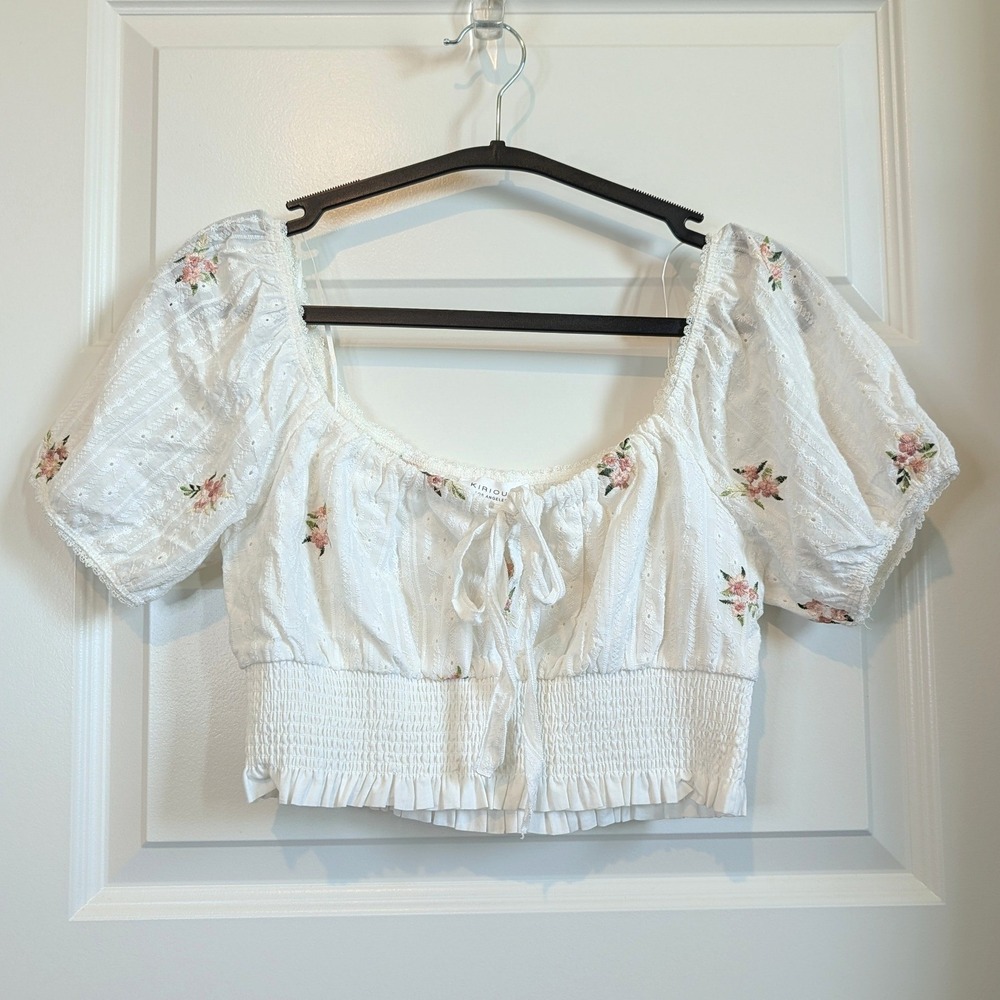 Kirious Floral Eyelet Crop Top